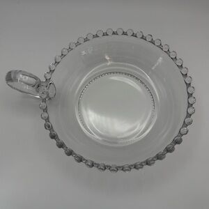 Vintage Clear Glass Beaded Rim Bowl with Handle – Candlewick Style